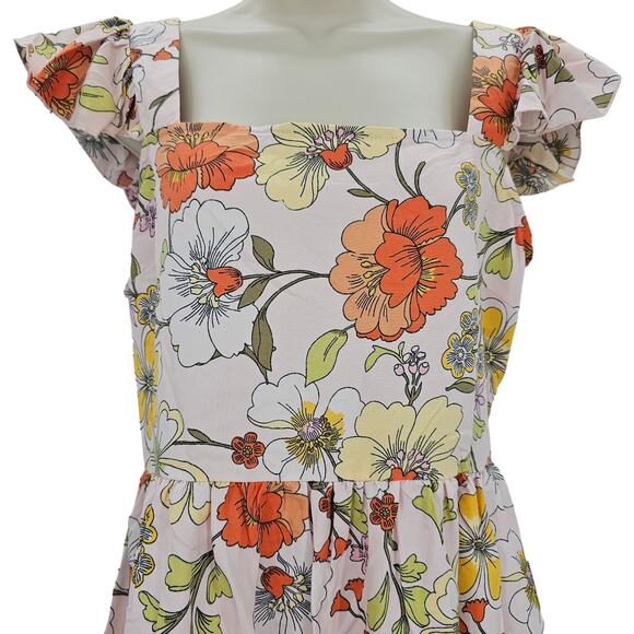 Lottie & Holly Womans size M Blush Floral Square Neck Crisscross Mini Dress New - Picture 2 of 8